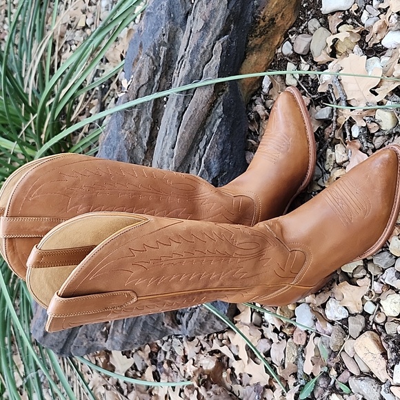 BLACK STAR LEATHER WESTERN KNEE HIGH BOOTS - Picture 14 of 15